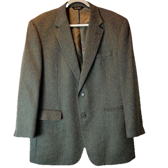 Jos A Bank Harris Tweed Herringbone Blazer Jacket Mens 46 Regular Wool